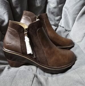 Women's Brown Leather Wedge Ankle Boots